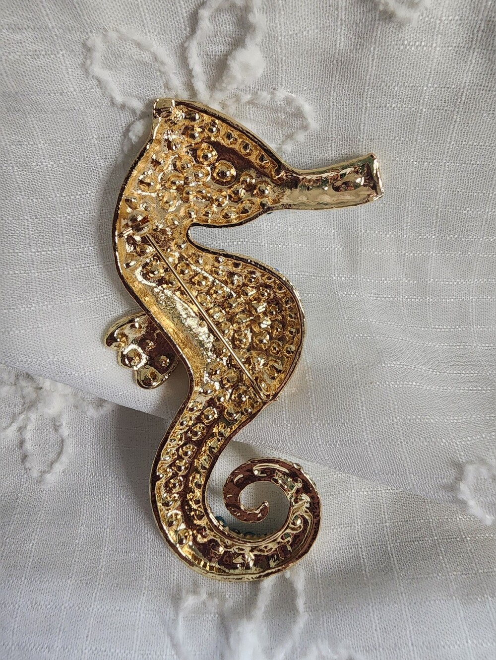 ✨ Blue Rhinestone Seahorse Brooch - Picture 4 of 5